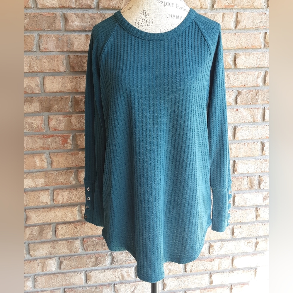 Chaser Long Sleeve Waffle Thermal Knit Top Size Large.